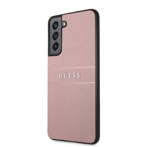 Guess Samsung Galaxy S21 FE Kuori Saffiano Metal Logo Roosa