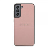 Guess Samsung Galaxy S21 FE Kuori Saffiano Metal Logo Roosa