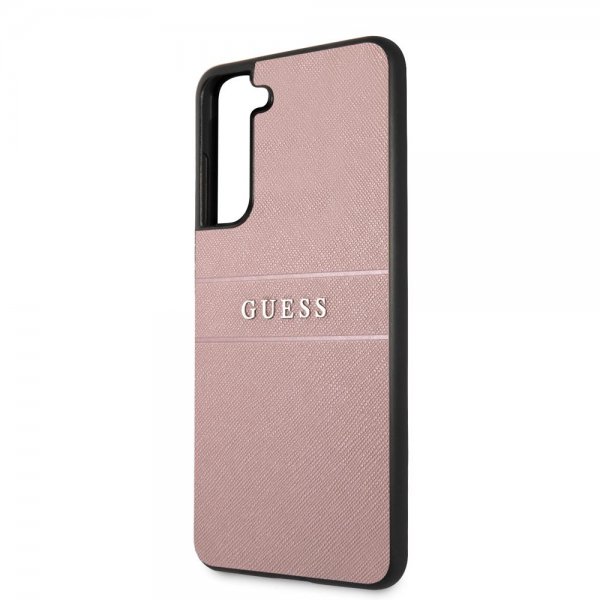 Guess Samsung Galaxy S21 FE Kuori Saffiano Metal Logo Roosa