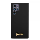 Guess Samsung Galaxy S22 Ultra Suojakuori Script Metal Logo Musta