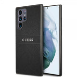 Guess Samsung Galaxy S22 Ultra Suojakuori Saffiano Metal Logo Musta