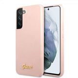 Guess Samsung Galaxy S22 Kuori Script Metal Logo Pale Pink
