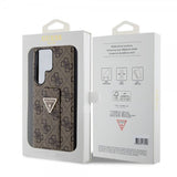Guess Samsung Galaxy S24 Ultra kuori, jossa otepinta ja seisontatuki, ruskea