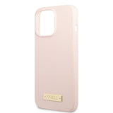 Guess iPhone 13 Pro -silikonikuori, jossa on MagSafe-metallilevy, pinkki