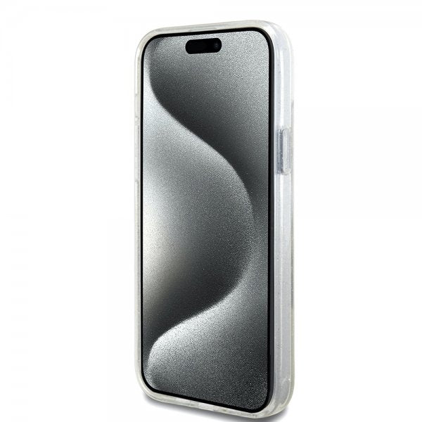 Guess iPhone 15 Plus Suojakuori Sormusteline Glitter MagSafe Läpinäkyvä