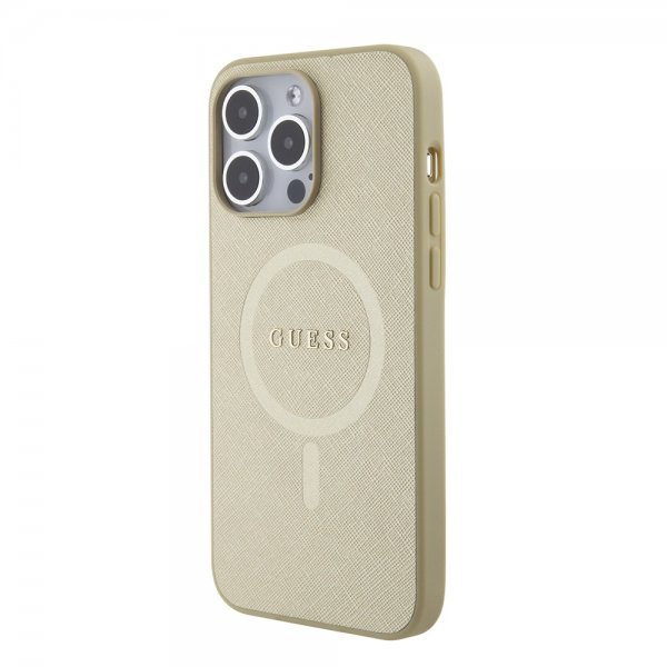 Guess iPhone 15 Pro Max Saffiano MagSafe -suojakuori, beige