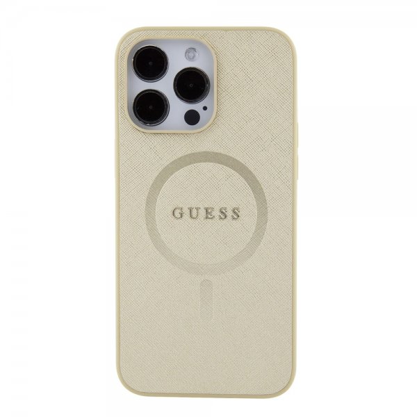 Guess iPhone 15 Pro Max Saffiano MagSafe -suojakuori, beige