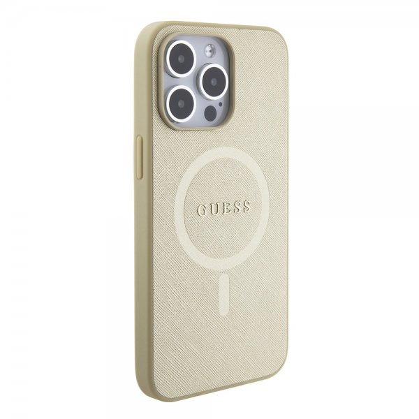 Guess iPhone 15 Pro Max Saffiano MagSafe -suojakuori, beige