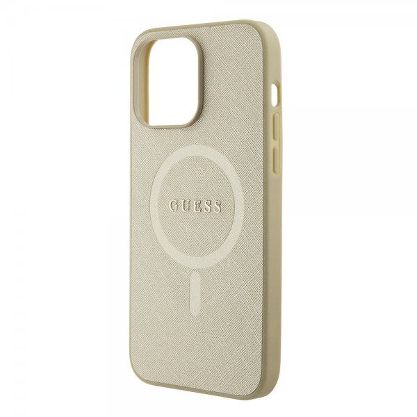 Guess iPhone 15 Pro Max Saffiano MagSafe -suojakuori, beige