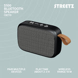 Streetz Kaiutin S100 Kannettava kompakti Bluetooth-kaiutin Musta