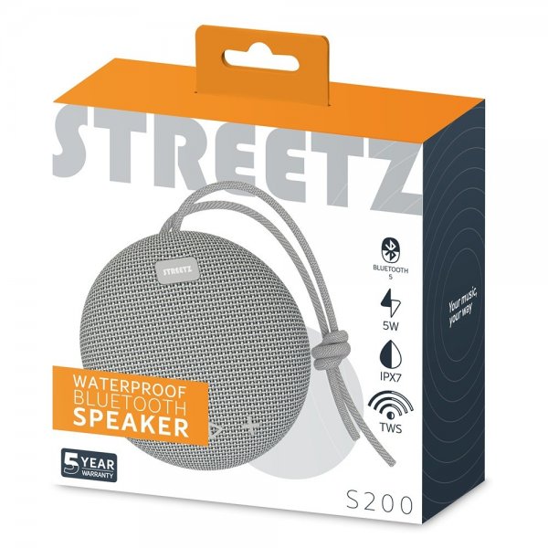 Streetz Kaiutin S200 Vedenkestävä Bluetooth-kaiutin Harmaa