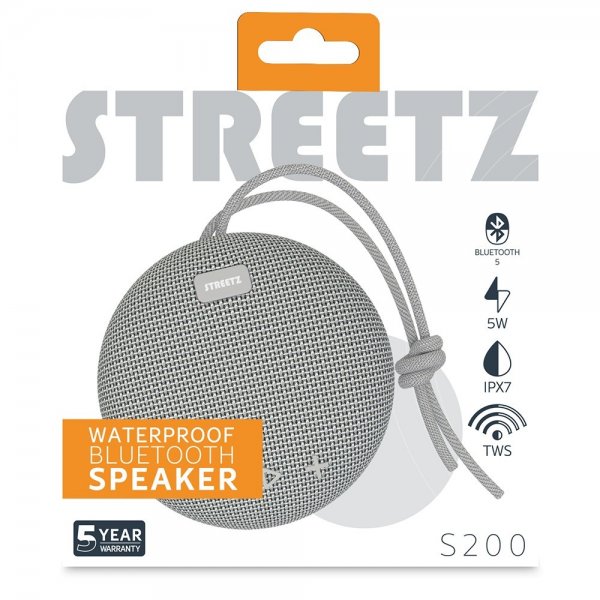 Streetz Kaiutin S200 Vedenkestävä Bluetooth-kaiutin Harmaa