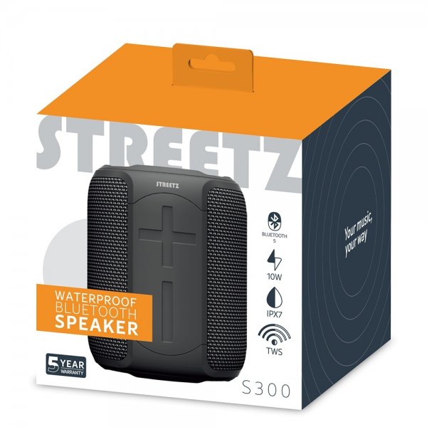 Streetz Kaiutin S300 Vedenkestävä Bluetooth-kaiutin Musta