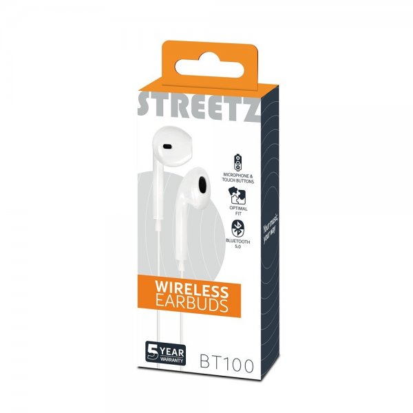 Streetz-kuulokkeet BT100 Wireless Earbuds, valkoinen