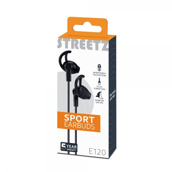 Streetz Kuulokkeet E120 Sport-nappikuulokkeet 3.5mm Musta