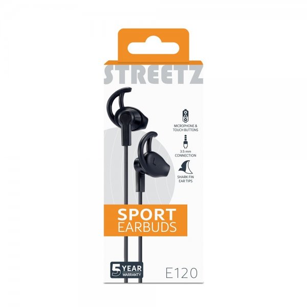 Streetz Kuulokkeet E120 Sport-nappikuulokkeet 3.5mm Musta