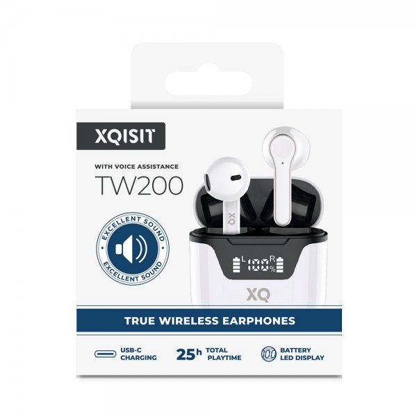 Xqisit Kuulokkeet TW200 True Wireless Earphones, valkoinen