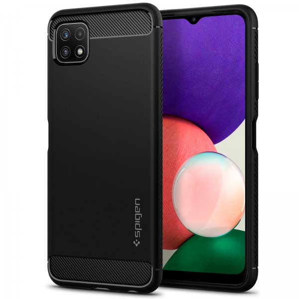 Spigen Samsung Galaxy A22 5G Suojakuori Rugged Armor Mattamusta