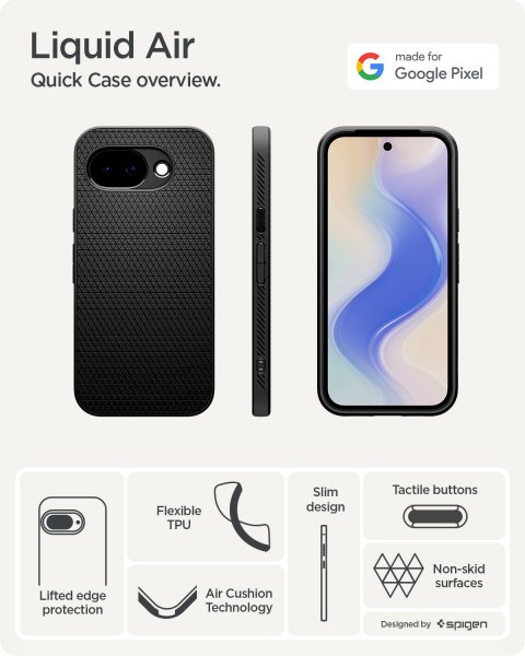 Spigen Google Pixel 10a Kuori Liquid Air Mattamusta