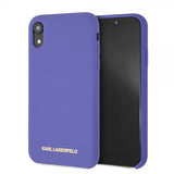 Karl Lagerfeld iPhone Xr -kuori, silikonia, Lagerfeld Gold Logo, violetti