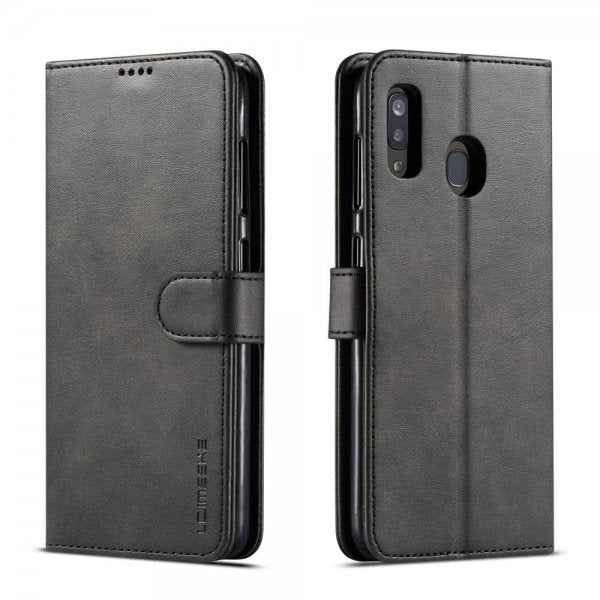 Lc.Imeeke Samsung Galaxy A20E Lompakkokotelo Korttipaikat Jalustaominaisuus Musta