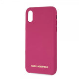 Karl Lagerfeld iPhone X/Xs -kuori, silikonia, Lagerfeld Gold Logo Magenta