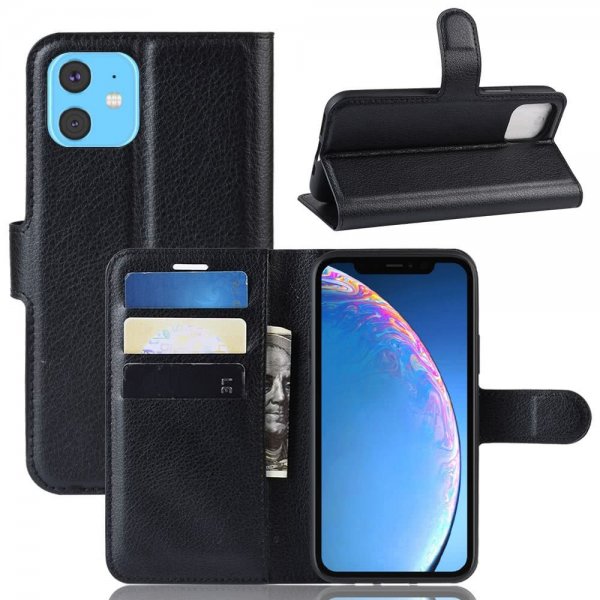 iPhone 11 Litsi-nahkakuori, musta