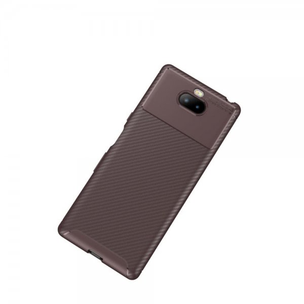 Sony Xperia 10 Plus Suojakuori Hiilikuitutekstuuri Ruskea