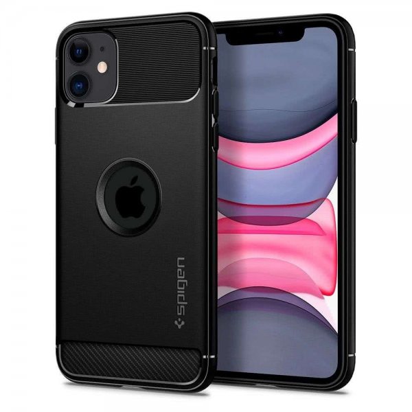 Spigen iPhone 11 -suojakuori Rugged Armor Matte Black