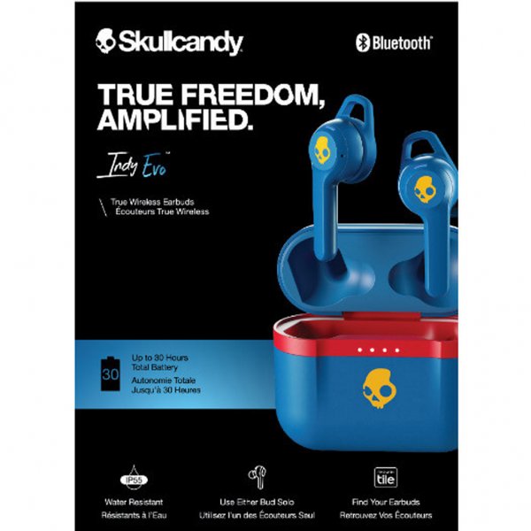 Skullcandy Indy Evo -kuulokkeet, nappikuulokkeet, True Wireless, sininen