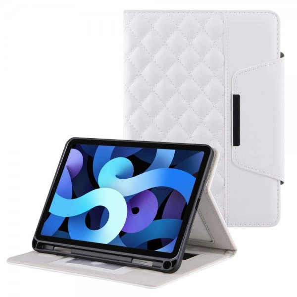 iPad 10.2 (7./8./9. sukupolvi) Suojakotelo, vinoneliökuvio, valkoinen
