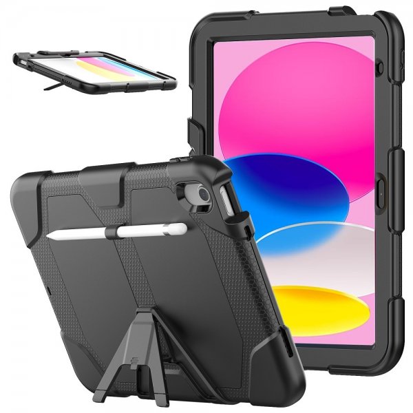 iPad 10.9 (10. sukupolvi)/iPad 11 (A16) Heavy Duty Armor -suojakuori, musta