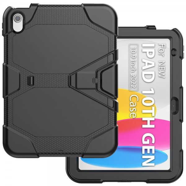 iPad 10.9 (10. sukupolvi)/iPad 11 (A16) Heavy Duty Armor -suojakuori, musta