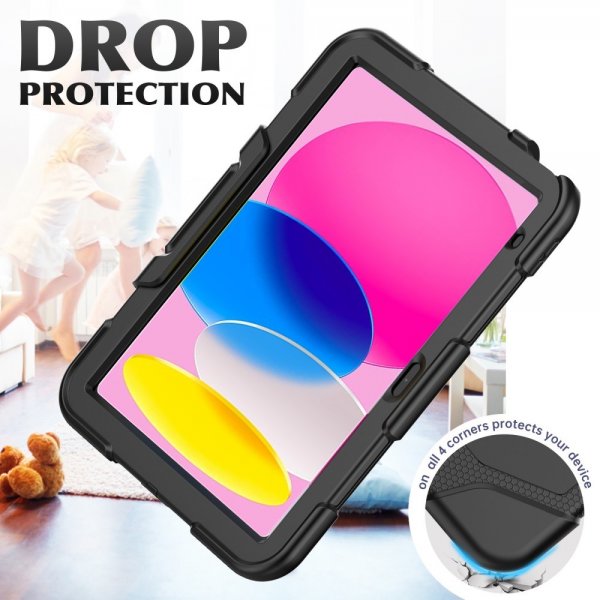 iPad 10.9 (10. sukupolvi)/iPad 11 (A16) Heavy Duty Armor -suojakuori, musta