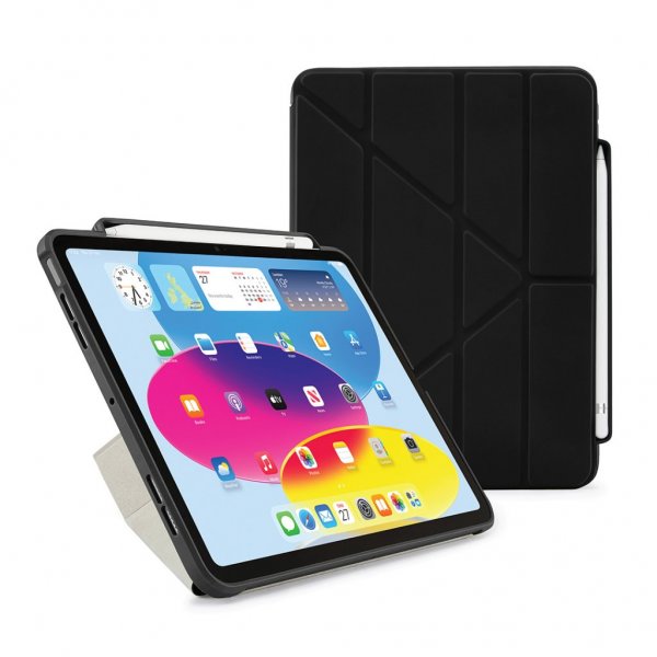 Pipetto iPad 10.9 (10. sukupolvi)/iPad 11 (A16) kotelo Origami No3 Pencil Case Musta