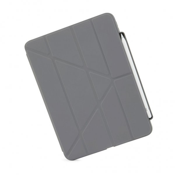 Pipetto iPad 10.9 (10. sukupolvi)/iPad 11 (A16) kotelo Origami No3 Pencil Case Tummanharmaa