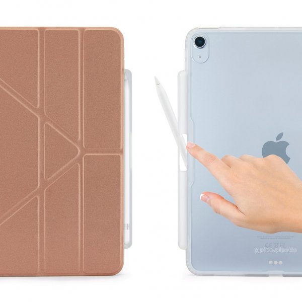Pipetto iPad 10.9 (10. sukupolvi)/iPad 11 (A16) -suojakotelo Origami No3 Pencil Case, ruusukulta
