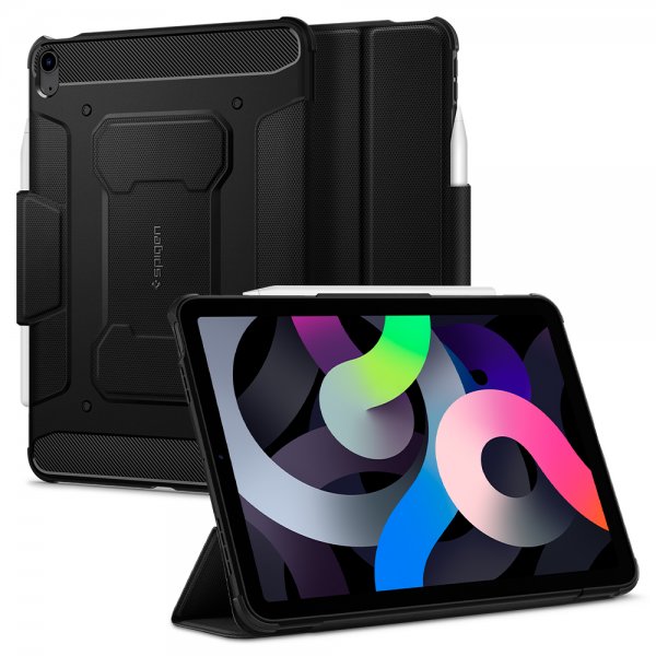 Spigen iPad Air 10.9 2020/2022 Rugged Armor Pro -suojakuori, musta