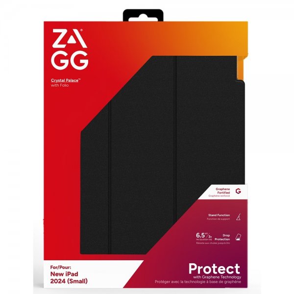 ZAGG iPad Air 11 (M2/M3/M4) Crystal Palace Folio -kotelo, musta/läpinäkyvä