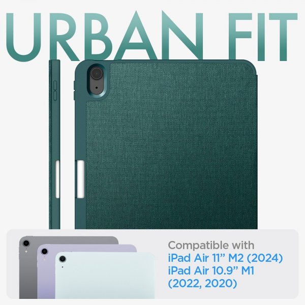 Spigen iPad Air 11 (M2/M3/M4) -suojakotelo, Urban Fit, Midnight Green
