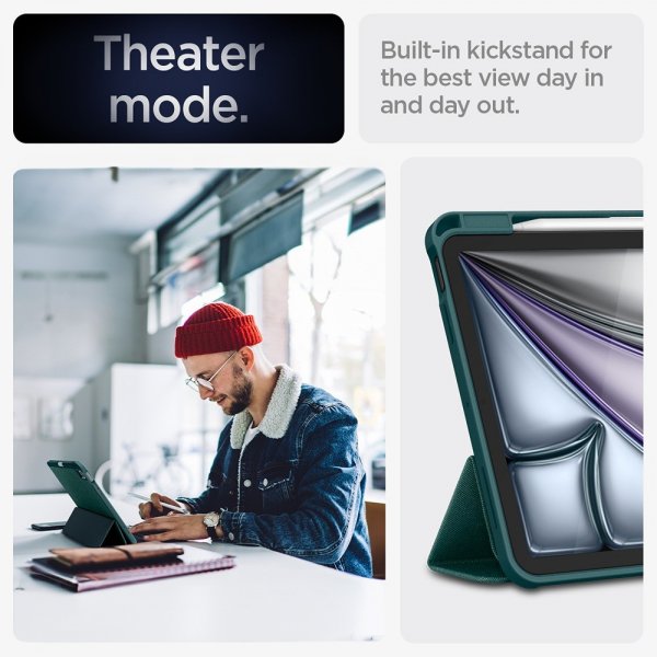 Spigen iPad Air 11 (M2/M3/M4) -suojakotelo, Urban Fit, Midnight Green