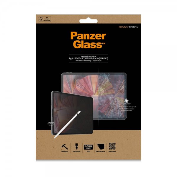 PanzerGlass iPad Air 10.9 (sukupolvet 4/5)/iPad Pro 11 (sukupolvet 1/2/3/4) näyttösuoja, reunasta reunaan, koteloystävällinen, yksityisyyssuoja