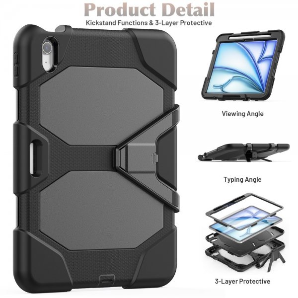 iPad Air 11 (M2/M3/M4) Suojakuori Heavy Duty Armor Musta