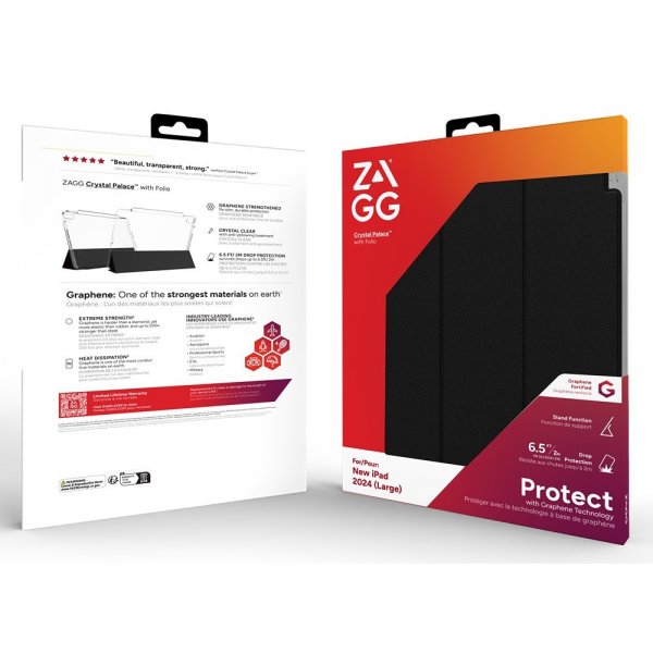 ZAGG iPad Air 13 (M2/M3) Kotelo Crystal Palace Folio Musta Läpinäkyvä