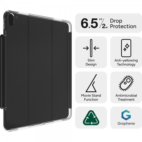 ZAGG iPad Air 13 (M2/M3) Kotelo Crystal Palace Folio Musta Läpinäkyvä