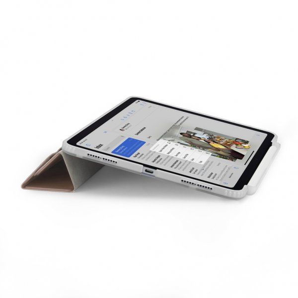 Pipetto iPad Air 13 (M2/M3/M4) -kotelo Origami No3 Pencil Case, metallinhohto pinkki