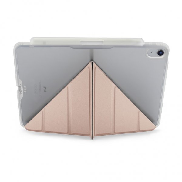 Pipetto iPad Air 13 (M2/M3/M4) -kotelo Origami No3 Pencil Case, metallinhohto pinkki