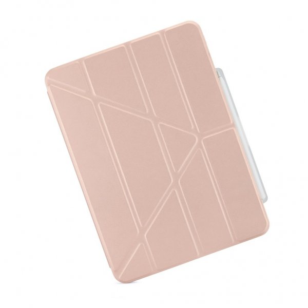 Pipetto iPad Air 13 (M2/M3/M4) -kotelo Origami No3 Pencil Case, metallinhohto pinkki