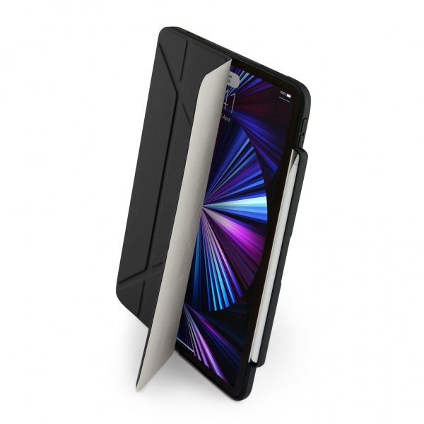 Pipetto iPad Pro 11 (2./3./4. sukupolvi) Origami No3 Pencil Case -suojakotelo, musta