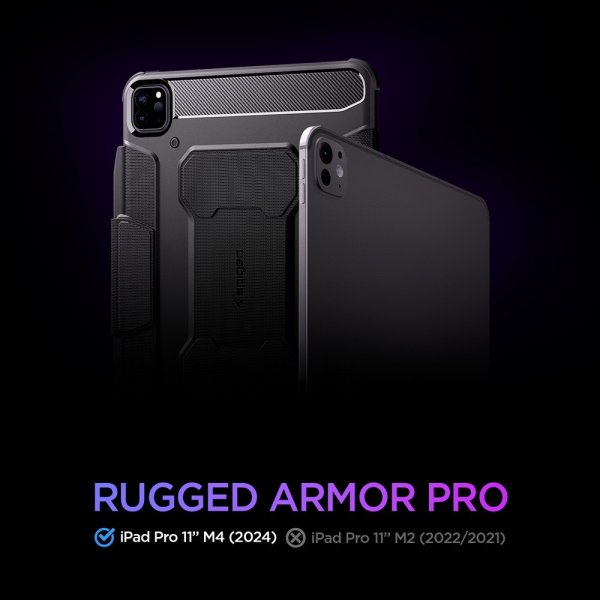 Spigen iPad Pro 11 (M4/M5) Suojakotelo Rugged Armor Pro Musta
